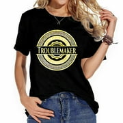 TROUBLEMAKER American Retro Womens Classic T-Shirts Black