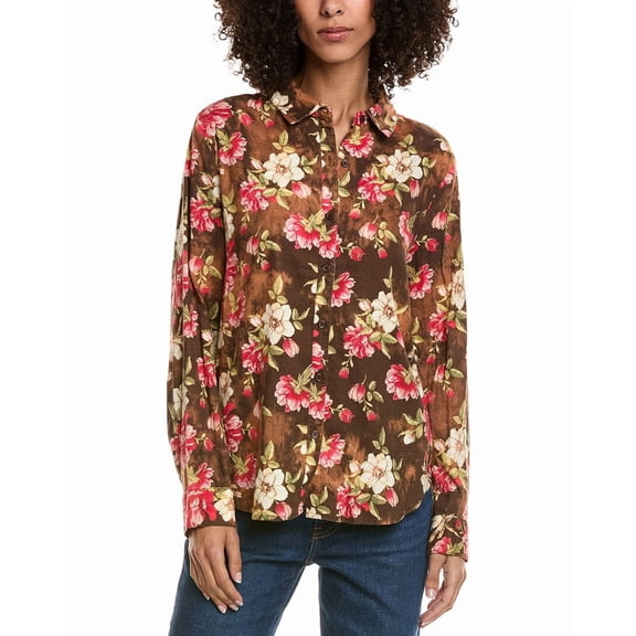 TROVE NEW YORK womens  Maleny Floral Blouse, m, Brown