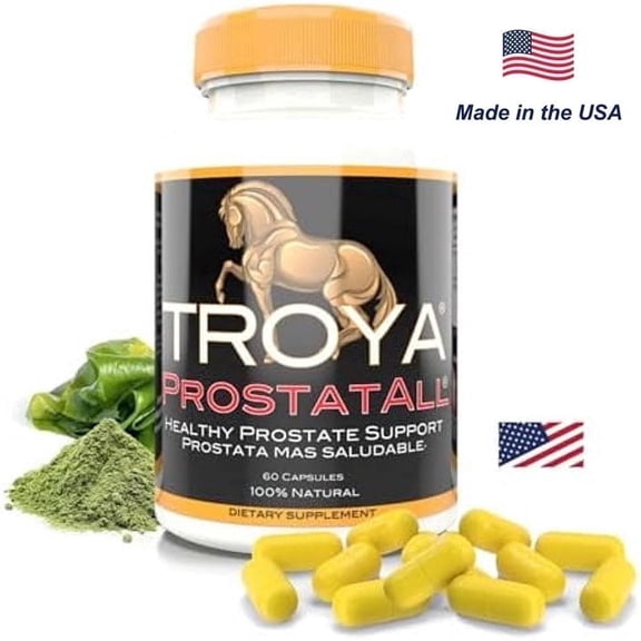 Troya Prostatall Prostate Supplements for Men with Saw Palmetto, Zinc, Stinging Nettle, and Pumpkin Seed Extract, 60 Capsules