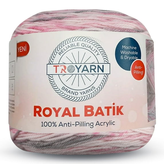 TROYARN Troyarn Royal Batik (1- Skeins Pack) Ombre Yarn with Rainbow Colors,Soft Yarn for Crocheting and Knitting%100 Anti-Pilling Acrylic 1x140 gr (1x383 yds) (10601)