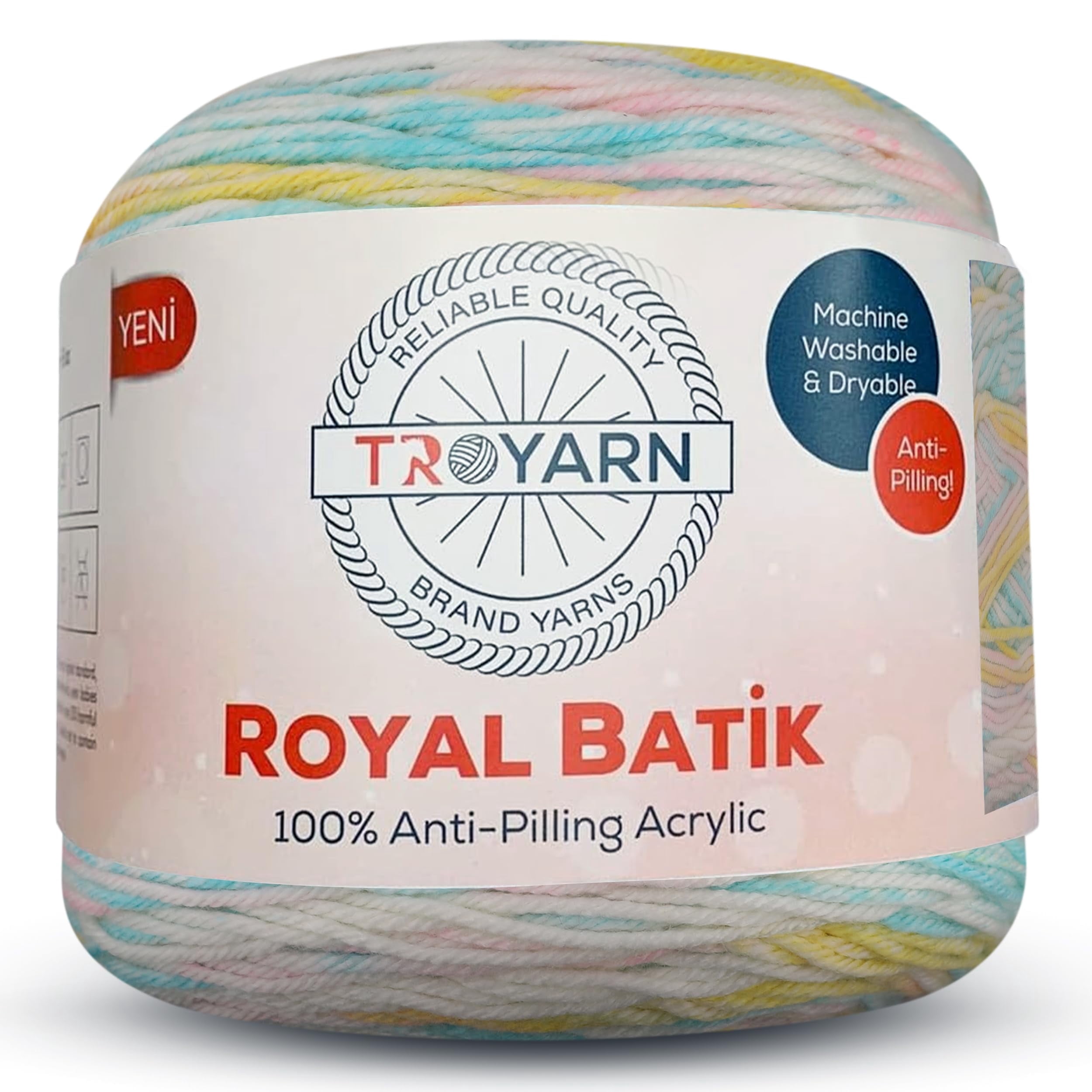 TROYARN Troyarn Royal Batik (1- Skeins Pack) Ombre Yarn with Rainbow Colors,Soft Yarn for Crocheting and Knitting%100 Anti-Pilling Acrylic 1x140 gr (1x383 yds) (10605)