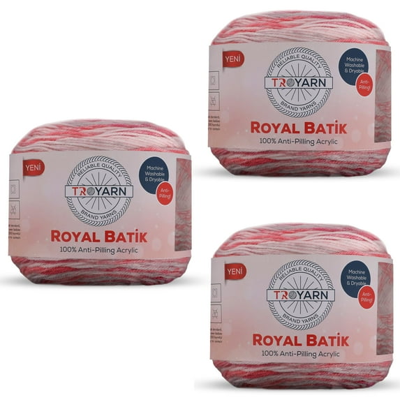 TROYARN Troyarn Royal Batik (3- Skeins Pack) Ombre Yarn with Rainbow Colors,Soft Yarn for Crocheting and Knitting%100 Anti-Pilling Acrylic 3x140 gr (3x383 yds) (10608)