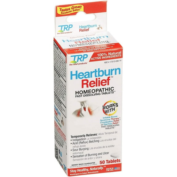 TRP Heartburn & Acid Reflux Relief Natural Active Ingredients, 50ct, 3-Pack