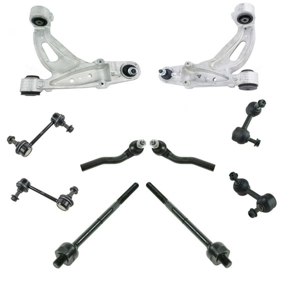 TRQ 10 Piece Steering Suspension Kit Control Arms Tie Rods Sway Bar End Links PSA64786