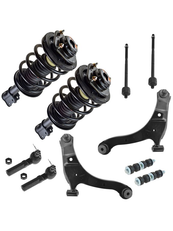 Front Steering & Suspension Kit Complete Strut & Coil Spring Assembly Control Arm with Ball Joint Sway Bar Stabilizer Link Tie Rod Fits 2001-2010 Chrysler PT Cruiser