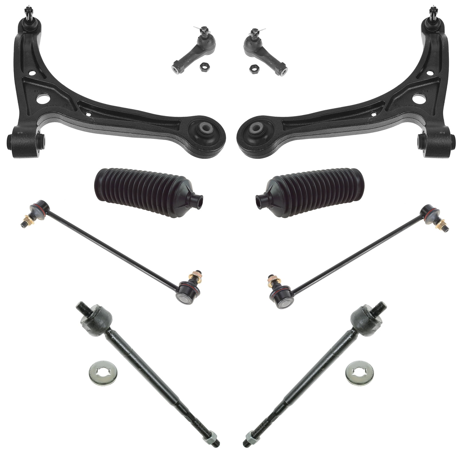 10 Pc Steering and Suspension Kit Lower Control Arms, Front & Rear