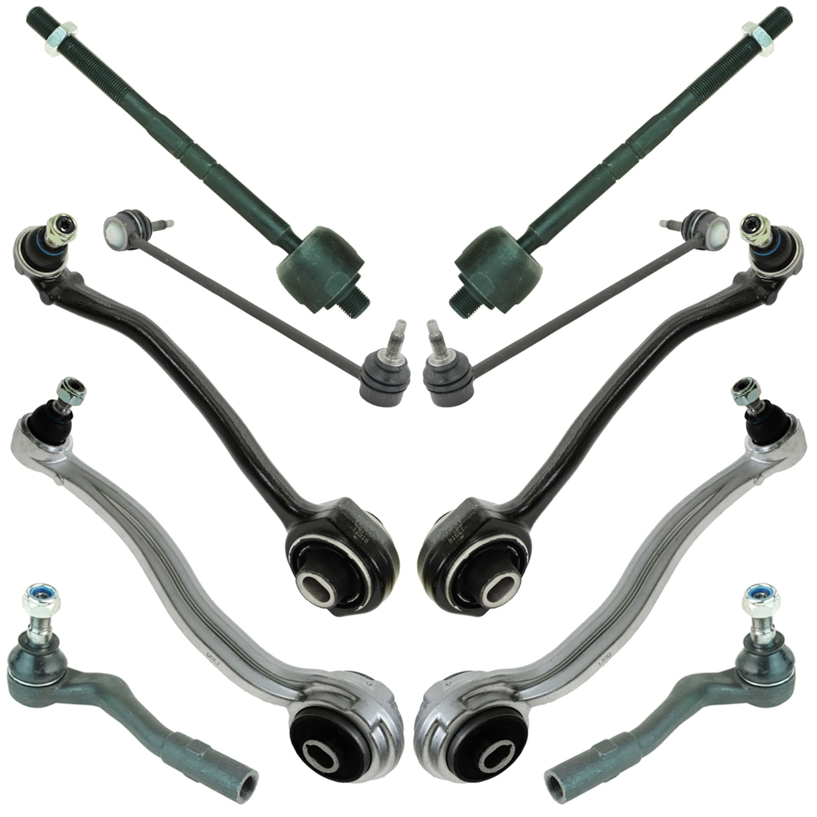 TRQ 10pc Steering Suspension Kit Control Arms Tie Rods Sway Bar End Links Psa69887