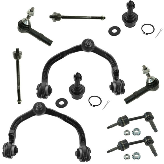 TRQ 10pc Set Control Arm Ball Joint Tie Rod Sway Bar Link LH RH for Ford Lincoln PSA59770