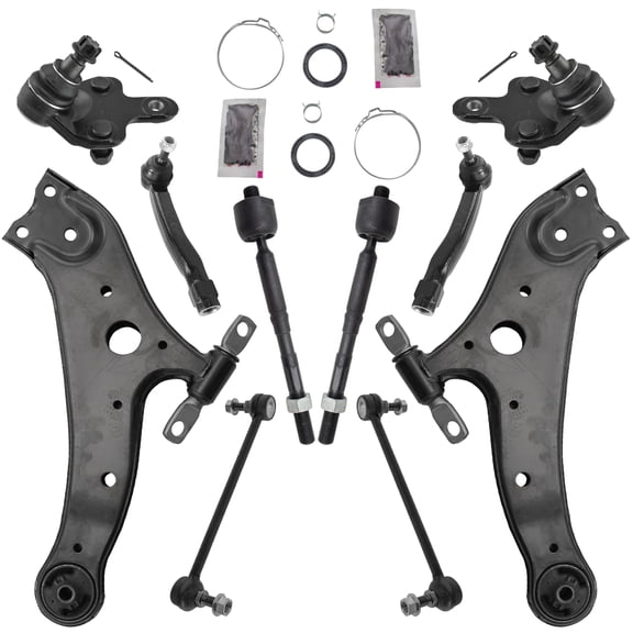TRQ 10pc Steering Suspension Kit Control Arms Ball Joints Tie Rods End Links PSA65058