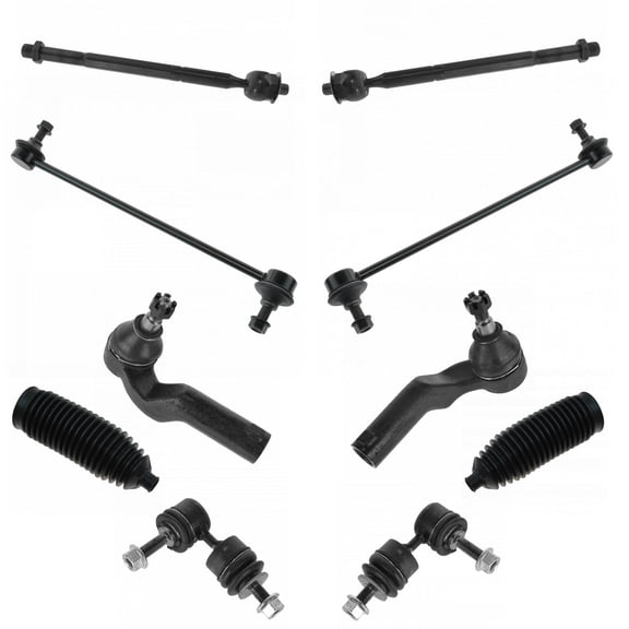 TRQ 10pc Steering Suspension Kit Tie Rods Sway Bar End Links w/ Boots Bellows PSA69834 Fits select: 2010-2013 MAZDA 3 I