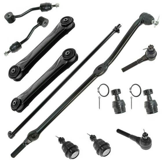 TRQ 12 pc Steering & Suspension Kit Control Arms Ball Joints Tie Rods End Links PSA60009 Fits select: 1997-2006 JEEP WRANGLER / TJ