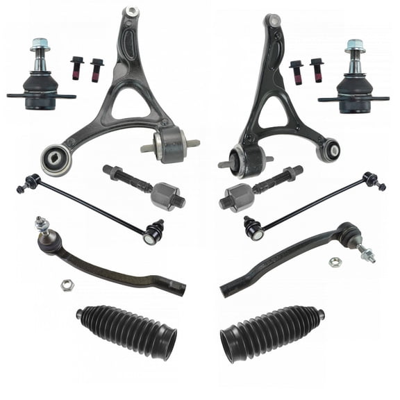 TRQ Front Steering & Suspension Kit Ball Joint Control Arm Steering Rack & Pinion Bellow Sway Bar Stabilizer Link Tie Rod Fits 2003-2014 Volvo XC90