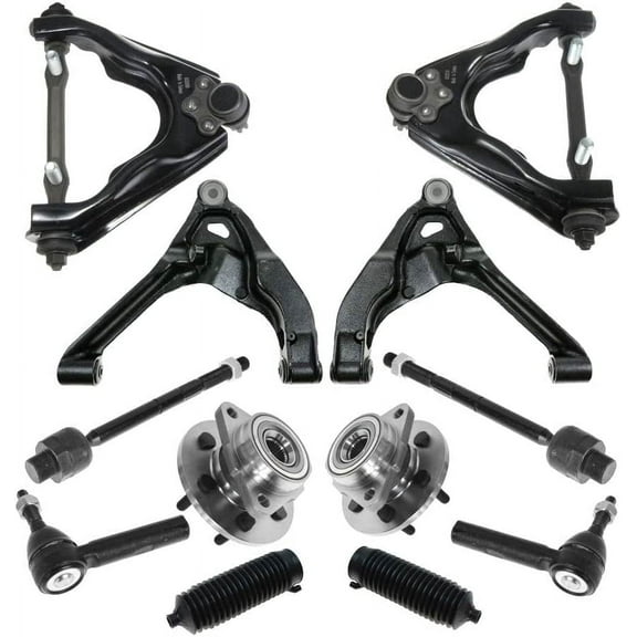 TRQ 12pc Steering Suspension Kit Control Arms Wheel Bearings Tie Rods End Links Fits select: 4WD 2000-2004 Dodge Dakota; 2000-2003 Durango