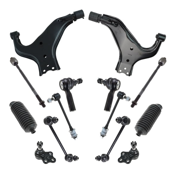 TRQ Front and Rear Steering & Suspension Kit Ball Joint Control Arm Steering Rack & Pinion Bellow Sway Bar Stabilizer Link Tie Rod Fits Infiniti Nissan