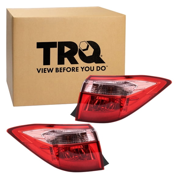TRQ 2 Piece Driver & Passenger Side Outer Quarter Mounted Tail Light Assembly Set Fits 2017-2019 Toyota Corolla Without LED Reverse Lights TO2804130 TO2805130