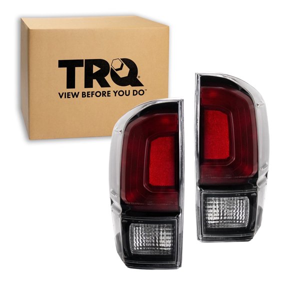 TRQ 2 Piece Driver & Passenger Side Tail Light Assembly Set Black Bezel Fits 2017-2019 Toyota Tacoma TO2800201 TO2801201
