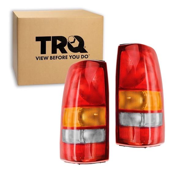 TRQ 2 Piece Driver & Passenger Side Tail Light Assembly Set Fits 1999-2002 Chevy Silverado 1500 2500 1999-2003 GMC Sierra 1500 2500 Sierra 1500 HD 2500 HD With Fleetside Bed GM2801135
