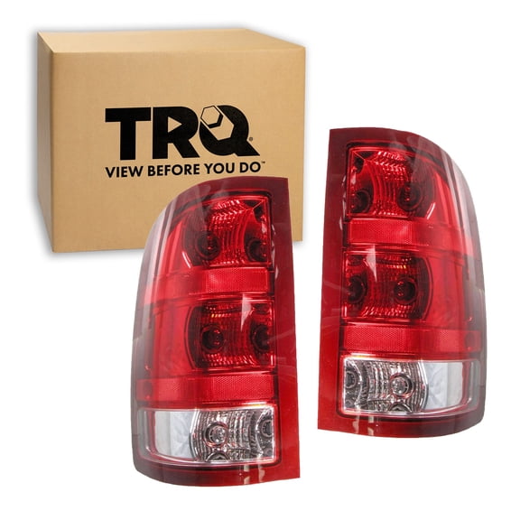 TRQ 2 Piece Driver & Passenger Side Tail Light Assembly Set Fits 2004-2013 GMC Sierra 1500 With Fleetside Bed 2007-2014 Sierra 2500 HD 3500 HD With Single Rear Wheels GM2800208 GM2801208