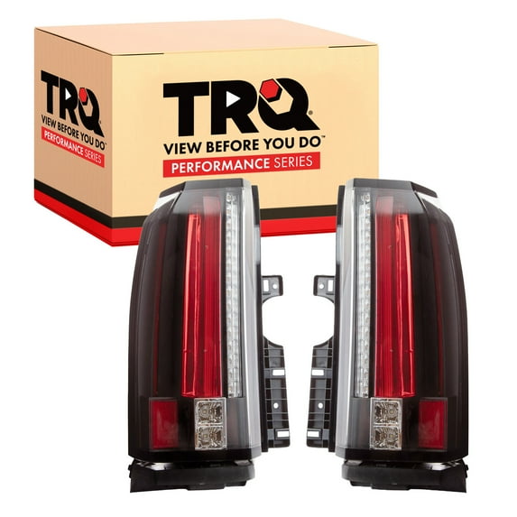 TRQ 2 Piece Driver & Passenger Side Tail Light Assembly Set Performance Style LED Black Background Fits GMC Yukon Yukon XL 2015-2020 GM2800268 GM2801268