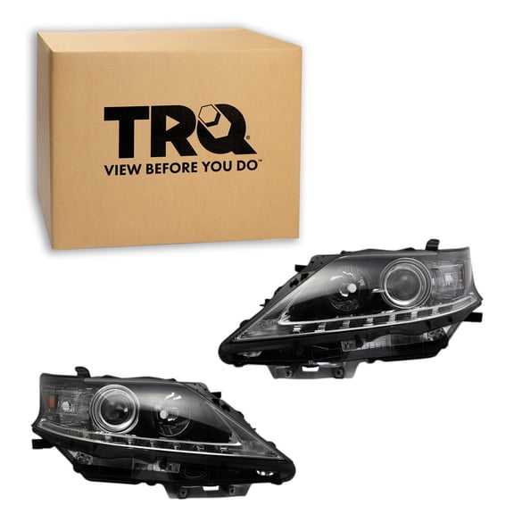 TRQ 2 Piece Headlight Assembly Halogen Set Driver & Passenger Side Fits Lexus RX350 RX450h 2013-15 Japan Built LX2518138 LX2519138 8113048A80 8117048A80