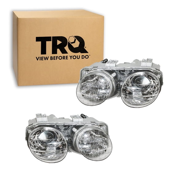 TRQ 2 Piece Headlight Assembly Set Driver & Passenger Side Fits 1998-2001 Acura Integra AC2502104 AC2503104