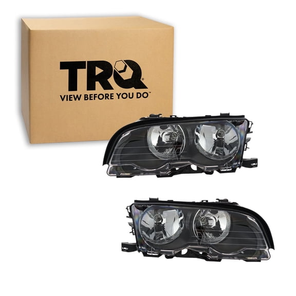TRQ 2 Piece Headlight Assembly Set Driver & Passenger Side Fits 2000 BMW 323Ci 1999 323i 2001 325Ci 328Ci 330Ci M3 BM2502112 BM2503112
