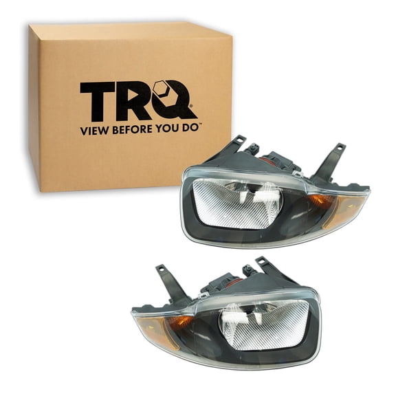 TRQ 2 Piece Headlight Assembly Set Driver & Passenger Side Fits 2003-2005 Chevrolet Cavalier GM2502221 GM2503221