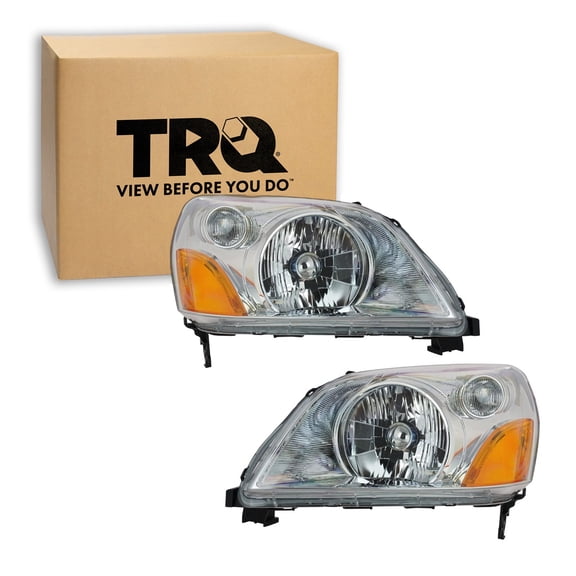 TRQ 2 Piece Headlight Assembly Set Driver & Passenger Side Fits 2003-2005 Honda Pilot HO2518105 HO2519105