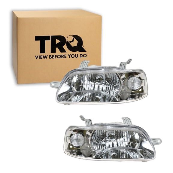 TRQ 2 Piece Headlight Assembly Set Driver & Passenger Side Fits 2004-2008 Chevrolet Aveo 2007-2008 Aveo5 With Composite Headlights GM2502241 GM2503241 GM2518154 GM2519154