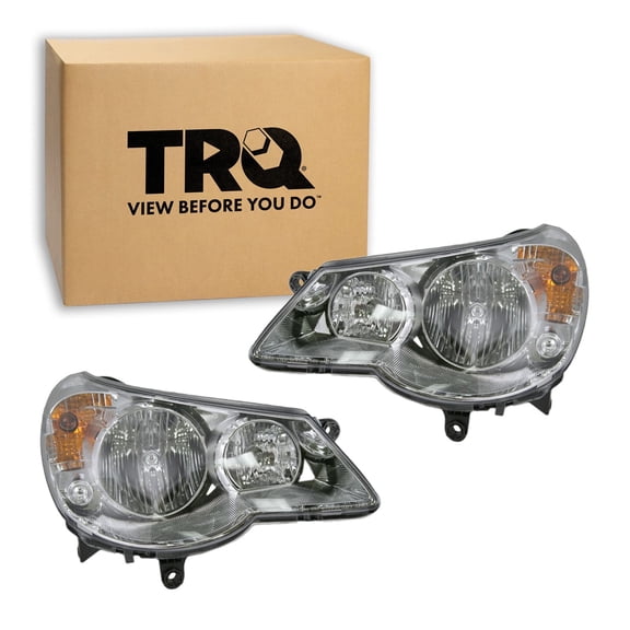 TRQ 2 Piece Headlight Assembly Set Driver & Passenger Side Fits 2007-2010 Chrysler Sebring CH2502178 CH2503178