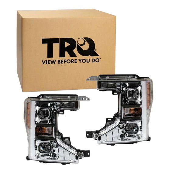 TRQ 2 Piece Headlight Assembly Set Driver & Passenger Side Fits Ford F250 F350 Super Duty F450 2020-2022 F550 2020 FO2502405 FO2503405 LC3Z13008A LC3Z13008B