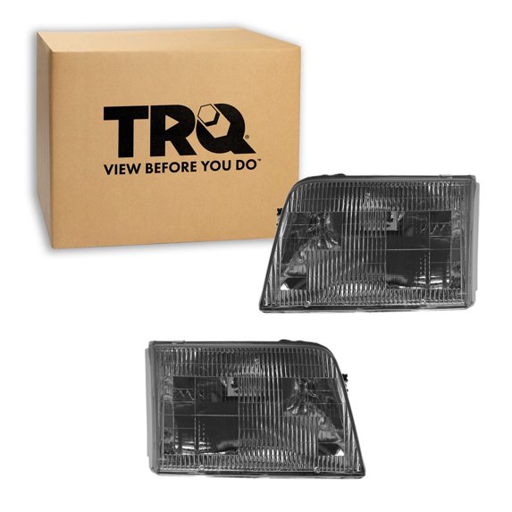 TRQ 2 Piece Headlight Assembly Set Driver & Passenger Side Fits Ford Ranger 1993-1997 FO2502119 FO2503115 F37Z13008A F37Z13008B