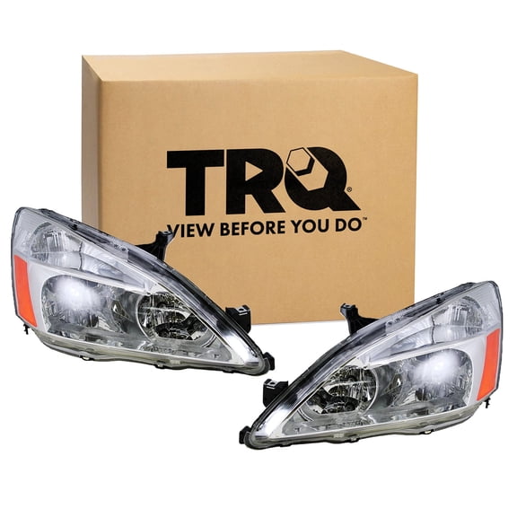 TRQ 2 Piece Headlight Assembly Set Driver & Passenger Side Fits Honda Accord 2003-2007 HO2502120 HO2503120 33101SDAA01 33151SDAA01