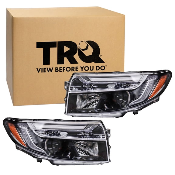 TRQ 2 Piece Headlight Assembly Set Driver & Passenger Side Fits Honda Ridgeline Black Edition 2021-2025 RTL-E 2021-2023 Passport 2022-2025 With 7 Pin Conntector HO2502207 HO2503207