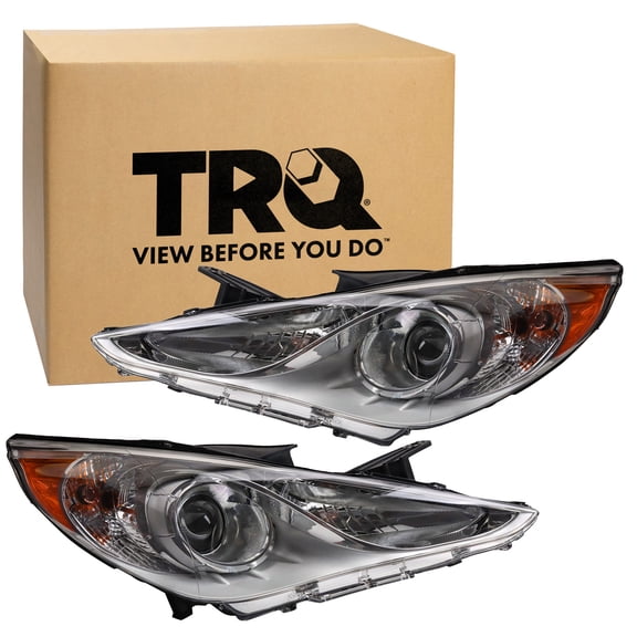 TRQ 2 Piece Headlight Assembly Set Driver & Passenger Side Fits Hyundai Sonata GLS 2011-2014 HY2502159 HY2503159 921013Q000 921023Q000
