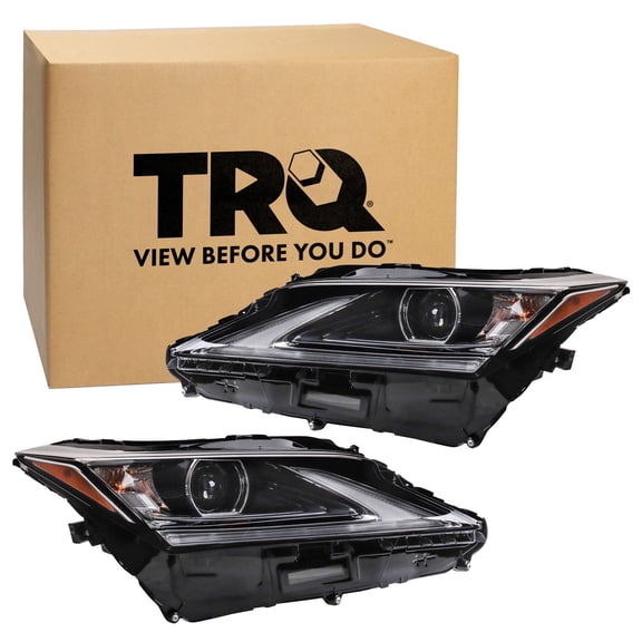 TRQ 2 Piece Headlight Assembly Set Driver & Passenger Side Fits Lexus RX350 RX450h 2016-2019 RX350L 2018-2019 Canada Built Without Adaptive Headlights & Cold Weather Pkg LX2502173 LX2503173