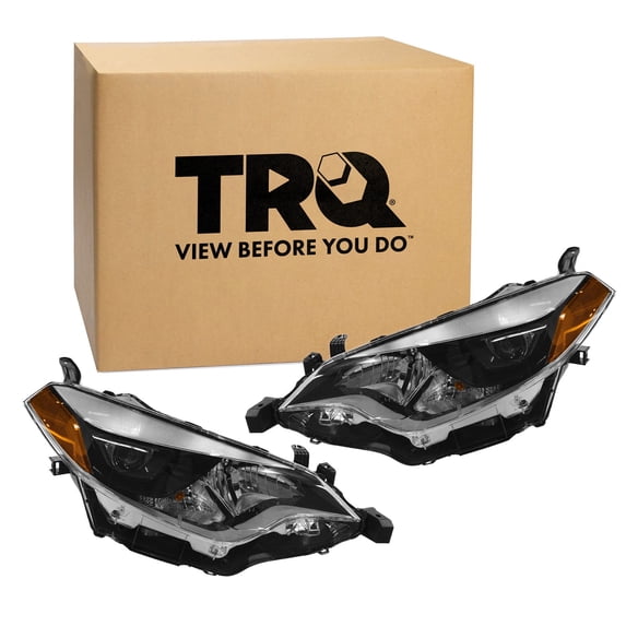 TRQ 2 Piece Headlight Assembly Set Driver & Passenger Side Fits Toyota Corolla 2014-2016 TO2502216 TO2503216 8111002E60 8115002E60