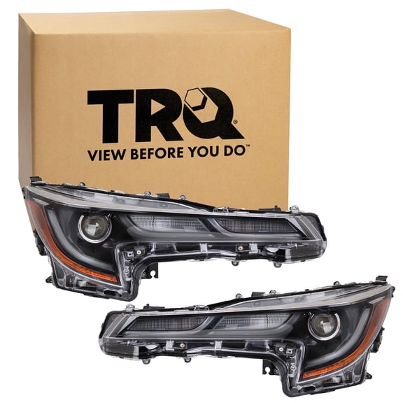 TRQ 2 Piece Headlight Assembly Set Driver & Passenger Side Fits Toyota Corolla Hatchback 2019 Without Adaptive Headlights TO2502272 TO2503272 8113012L00 8117012L00