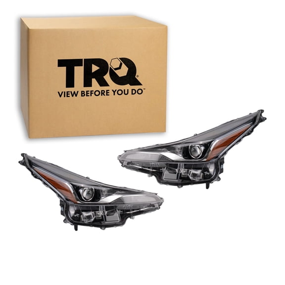 TRQ 2 Piece Headlight Assembly Set Driver & Passenger Side Fits Toyota Prius 2019-2022 Without Adaptive Headlights Without Fog Lights TO2502280 TO2503280 8107047870 8114047870