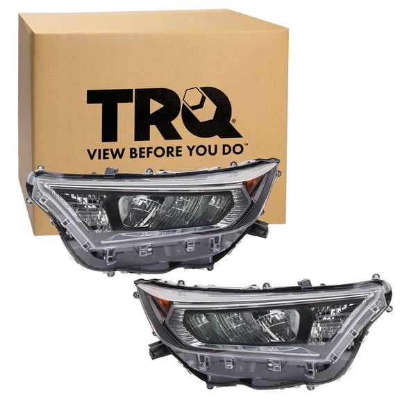 TRQ 2 Piece Headlight Assembly Set Driver & Passenger Side Fits Toyota Rav4 Adventure Limited XLE XLE Premium 2019-2021 TRD Off-Road 2020-2021 Japan Built TO2518201 TO2519201