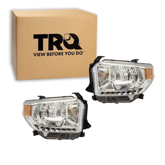 TRQ 2 Piece Headlight Assembly Set Driver & Passenger Side Fits Toyota Tundra 2014-2017 With Automatic Leveling Headlights Without LED TO2502219 TO2503219 811100C090 811500C090