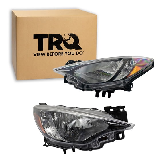 TRQ 2 Piece Headlight Assembly Set Driver & Passenger Side Fits Yaris Sedan 2019-2020 Yaris iA 2017-2018 Scion iA 2016 SC2502106 SC2503106 81130WB001 81170WB001