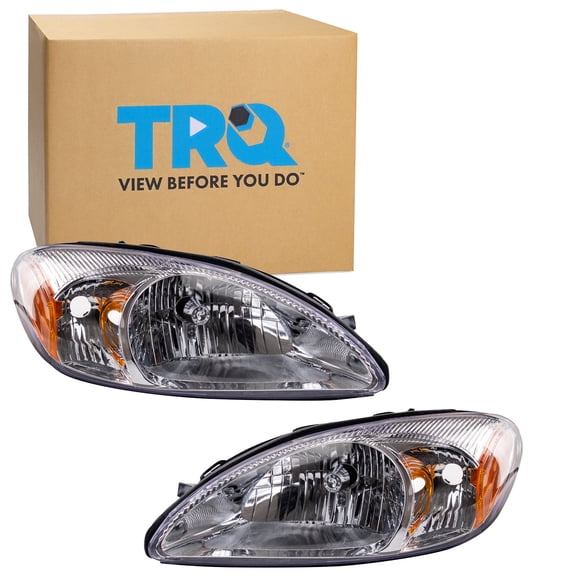 TRQ 2 Piece Headlight Assembly Set Halogen Driver & Passenger Side Fits Ford Taurus 2000-2007 FO2502169 FO2503169 1F1Z13008AA 1F1Z13008AB