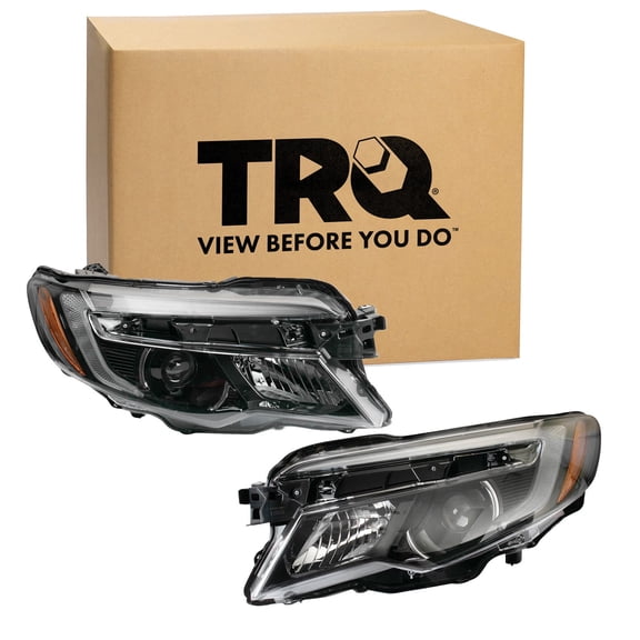 TRQ 2 Piece Headlight Assembly Set Halogen Driver & Passenger Side Fits Honda Pilot EX EX-L Touring 2016-2020 Ridgeline 2017-2020 With LED Daytime Running Lights HO2502167 HO2503167