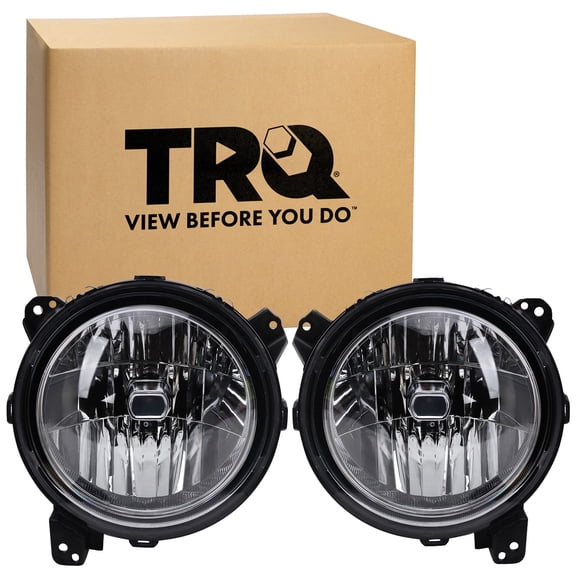 TRQ 2 Piece Headlight Assembly Set Halogen Driver & Passenger Side Fits Jeep Gladiator 2020-2023 Wrangler 2018-2013 CH2502314 CH2503314 55112872AG 55112873AG