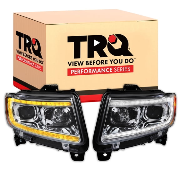 TRQ 2 Piece Headlight Assembly Set Halogen Driver & Passenger Side Fits Jeep Grand Cherokee 2011-2013 CH2502224 CH2503224