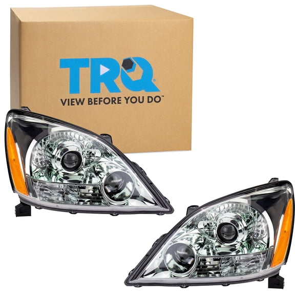 TRQ 2 Piece Headlight Assembly Set Halogen Driver & Passenger Side Fits Lexus GX470 2003-2009 LX2502124 LX2503124 811306A240 811706A070