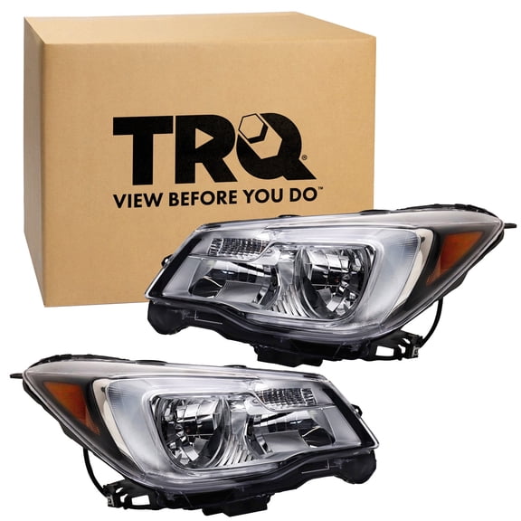 TRQ 2 Piece Headlight Assembly Set Halogen Driver & Passenger Side Fits Subaru Forester 2017-2018 SU2502158 SU2503158 84001SG281 84001SG291