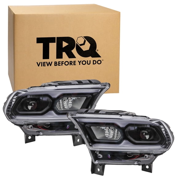 TRQ 2 Piece Headlight Assembly Set Performance LED Black Bezel Driver & Passenger Side Fits Dodge Durango 2021-2024 CH2502345 CH2503345 68433782AE 68433783AE