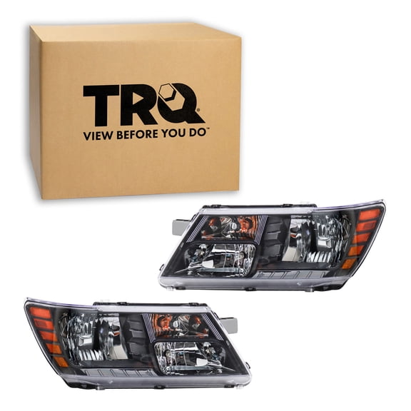 TRQ 2 Piece Headlight Assembly Set Quad Halogen Driver & Passenger Side Fits Dodge Journey 2014-2020 With Code LME CH2502265 CH2503265 68200084AC 68200085AC